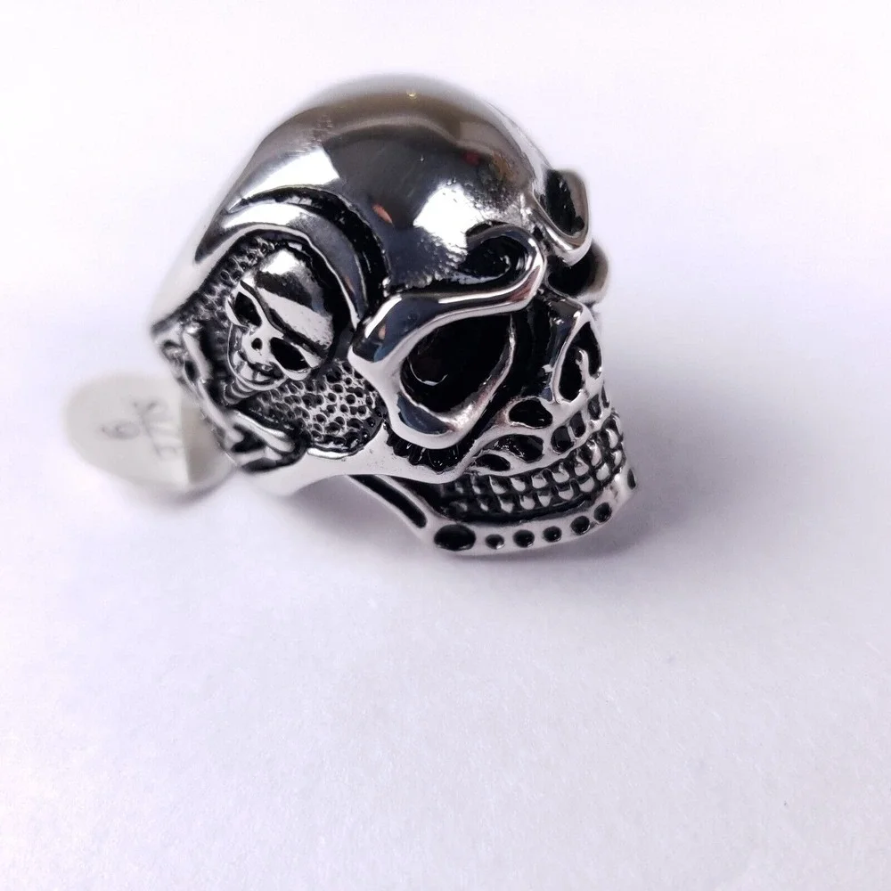 Mens‎ Skull Ring 316 Stainless Steel Heavy Biker Gothic Punk Reaper Jewelry Sz 9